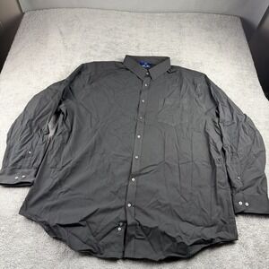 George Classic Fit Dress Shirt‎ Mens 3XL 54-56 Black Long Sleeve Stretch Collar